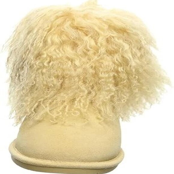Bearpaw Boo Beige Shearling Wool Line Curly Lamb Fur Mongolian Sherpa Boots 9 - Picture 3 of 8